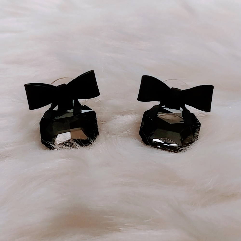 Black Bow Earring Studs
